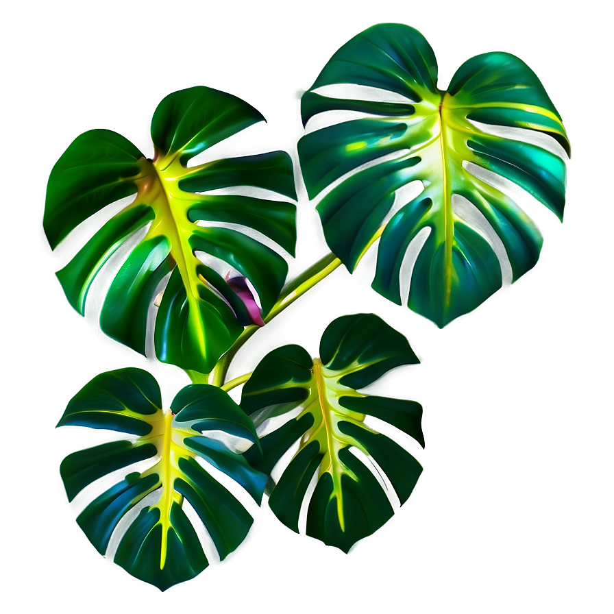 Glowing Monstera Leaf Png 05232024 PNG image