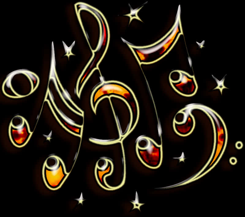 Glowing_ Musical_ Notes_ Abstract_ Art PNG image