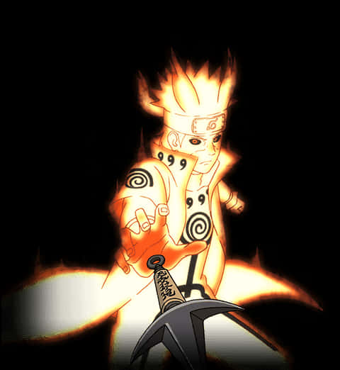 Glowing Naruto Uzumaki Anime Art PNG image