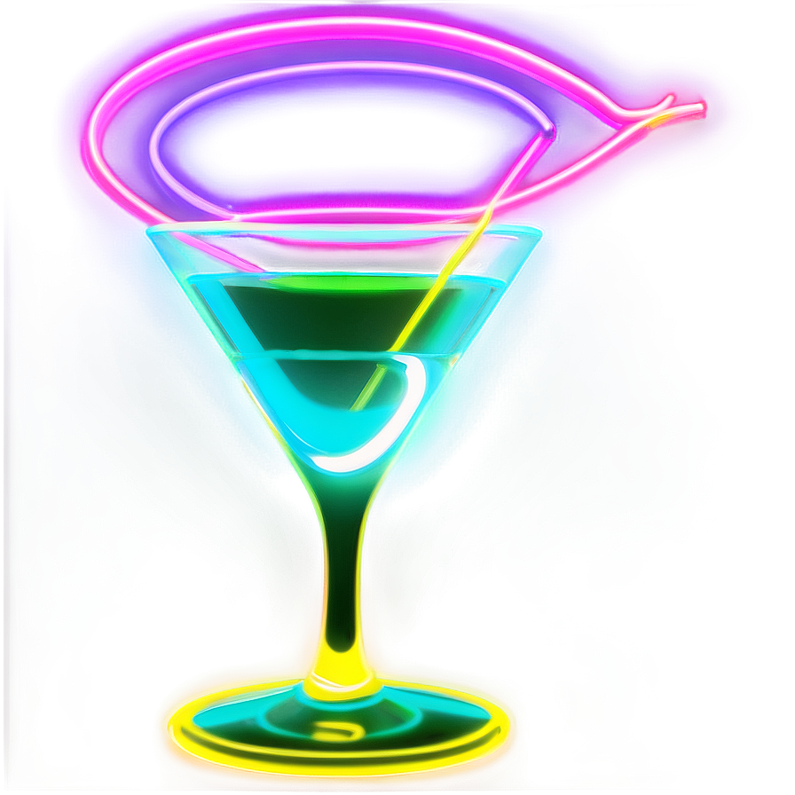 Glowing Neon Martini Sign Png 05242024 PNG image