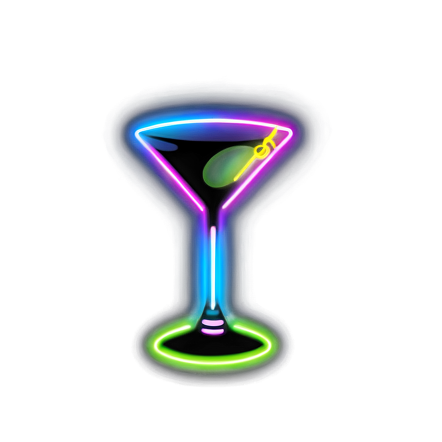Glowing Neon Martini Sign Png Mss PNG image