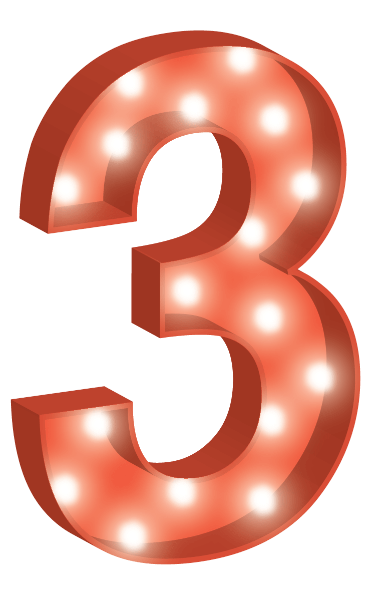 Glowing Number Three Illustration PNG image
