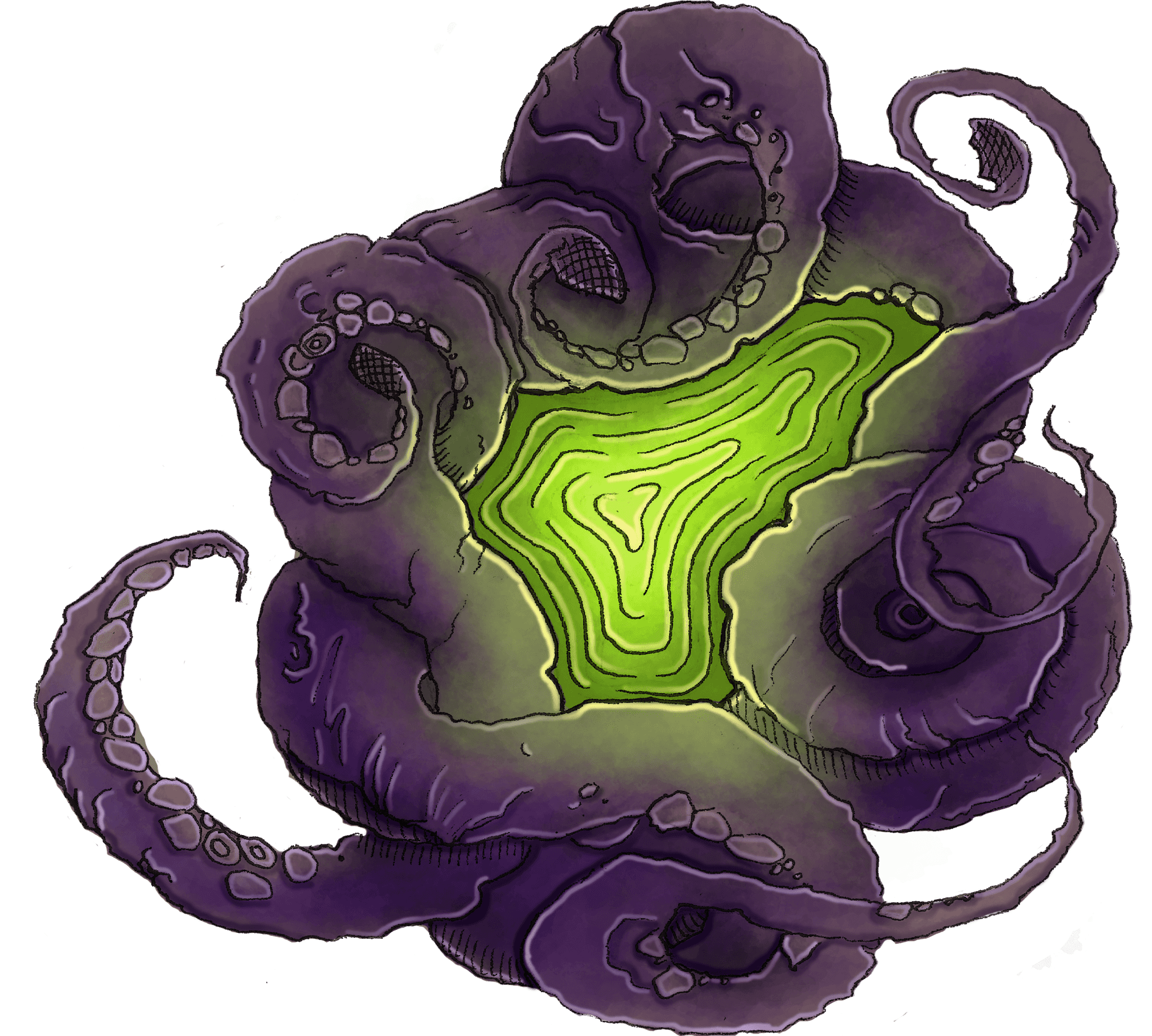 Glowing Octopus Creature Artwork PNG image