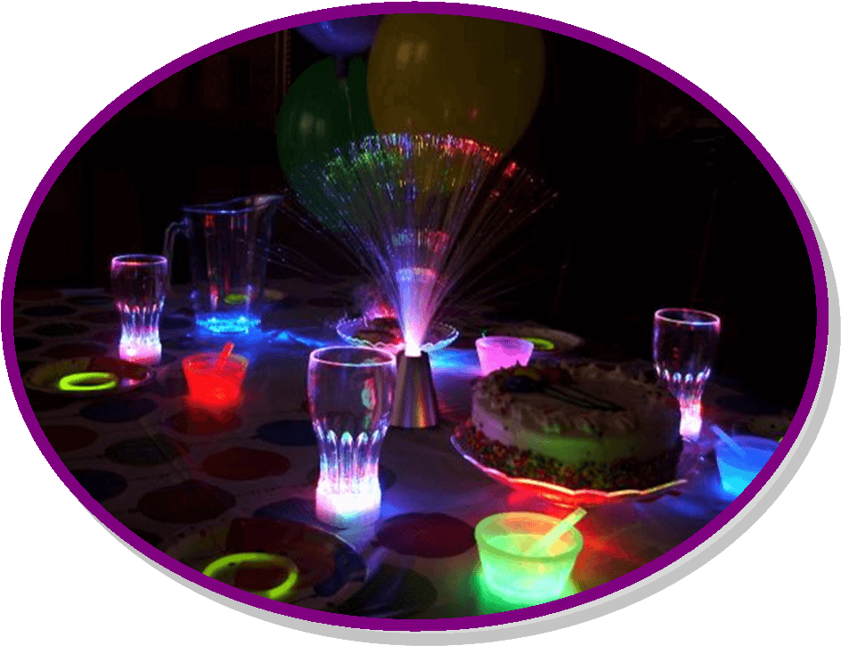 Glowing Party Table Setup PNG image