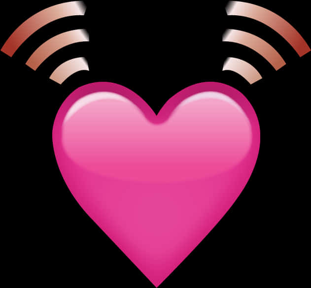 Glowing Pink Heart Wifi Signal PNG image