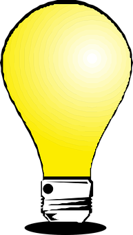 Glowing Yellow Lightbulb Illustration PNG image
