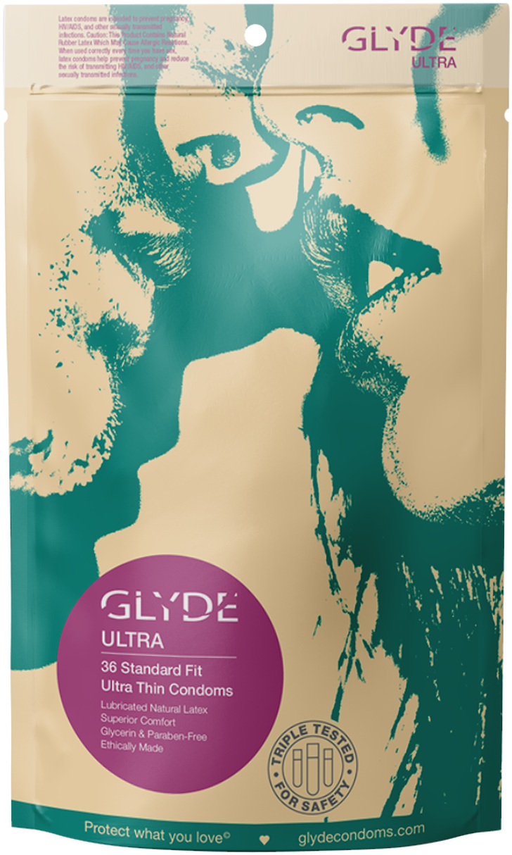 Glyde Ultra Condom Package Design PNG image