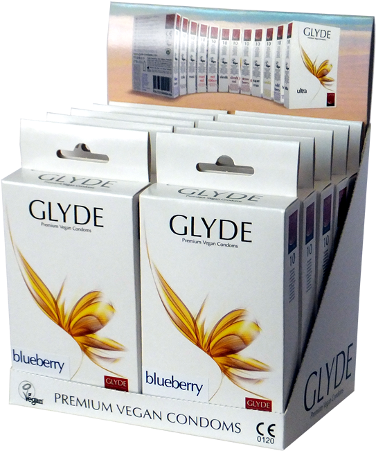 Glyde Vegan Condoms Product Display PNG image