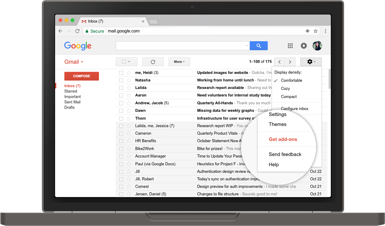 Gmail Inbox Interface Screenshot PNG image