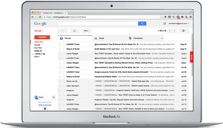 Gmail Inbox Interfaceon Mac Book PNG image