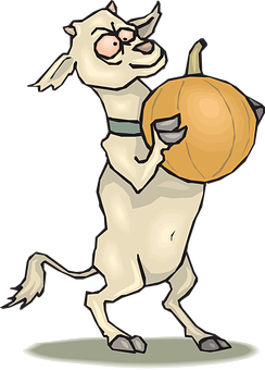 Goat Carrying Pumpkin Cartoon PNG image