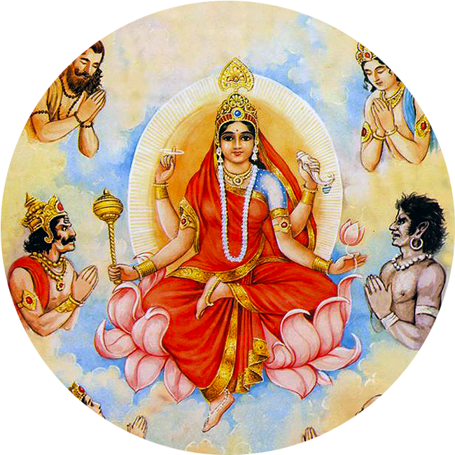 Goddess_ Durga_and_ Devotees_ Artwork PNG image