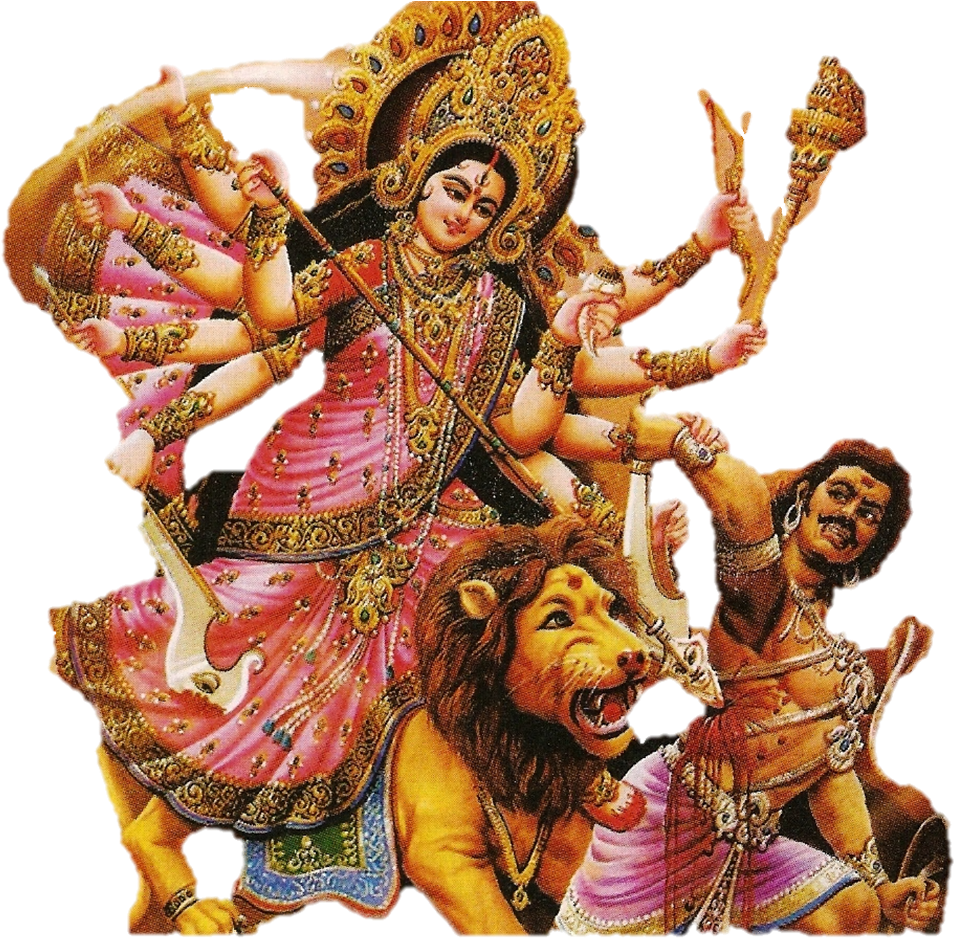 Goddess_ Durga_ Vanquishing_ Buffalo_ Demon_ Mahishasura.png PNG image