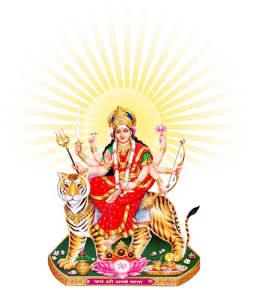 Goddess Durgaon Tigerwith Weapons PNG image