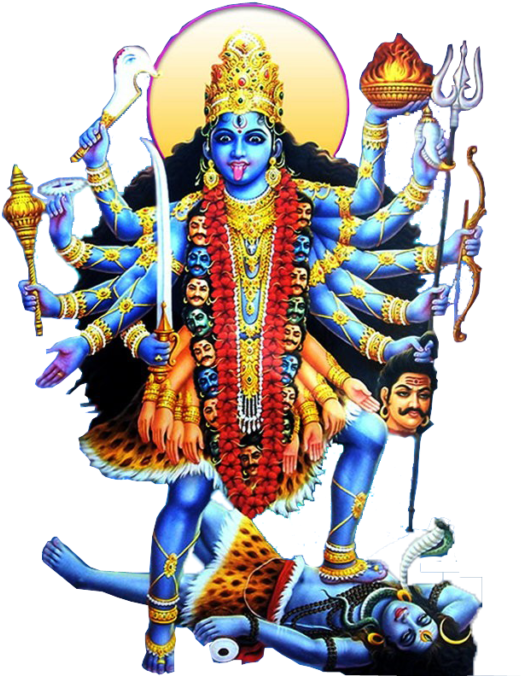 Goddess Kali Victorious Over Evil PNG image