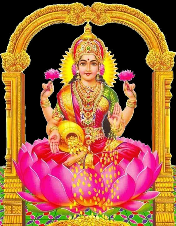 Goddess_ Lakshmi_on_ Lotus_ Flower.jpg PNG image