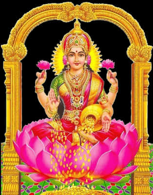 Goddess_ Lakshmi_on_ Lotus_ Flower PNG image