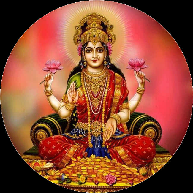 Goddess_ Lakshmi_ Traditional_ Portrayal.jpg PNG image