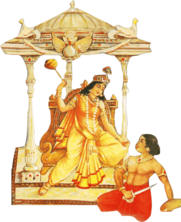 Goddess_ Saraswati_ Blessing_ Devotee PNG image