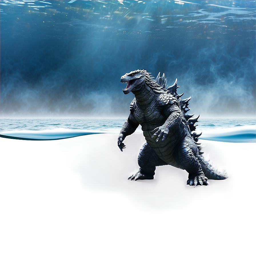 Godzilla 2014 Wading Through Ocean Png 06292024 PNG image