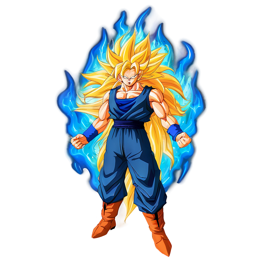 Goku Ssj3 Surrounded By Flames Png Xvv PNG image