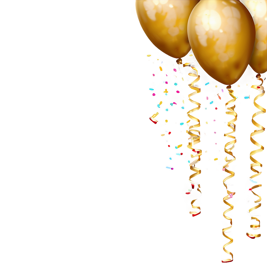 Gold Balloon With Confetti Png 06212024 PNG image