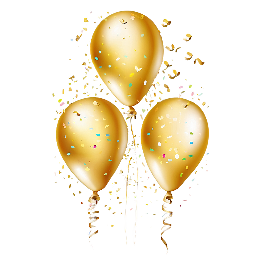 Gold Balloons With Confetti Png 84 PNG image
