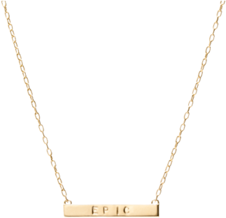 Gold Bar Chain Necklace Epic Engraving PNG image