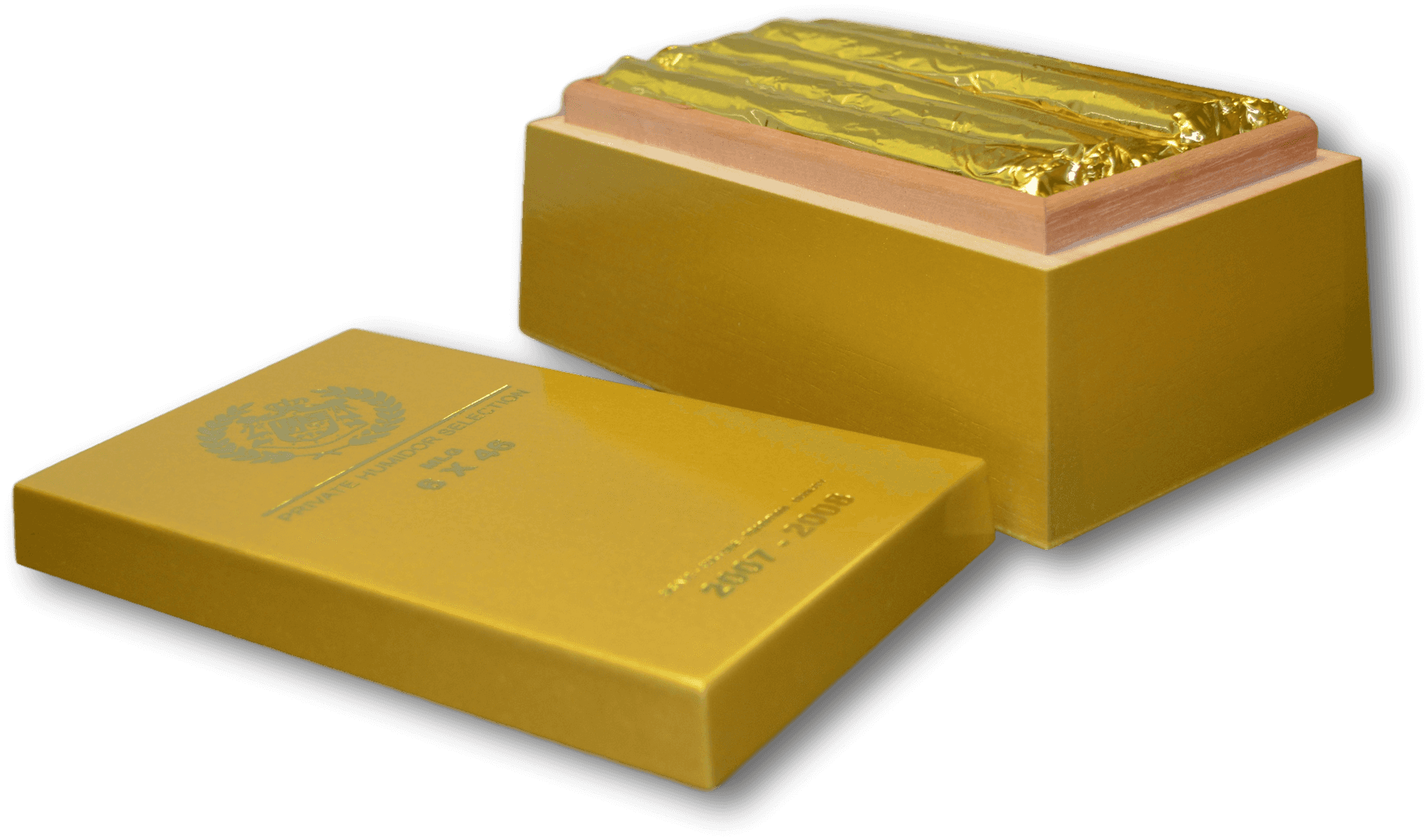 Gold Barsin Open Wooden Box PNG image
