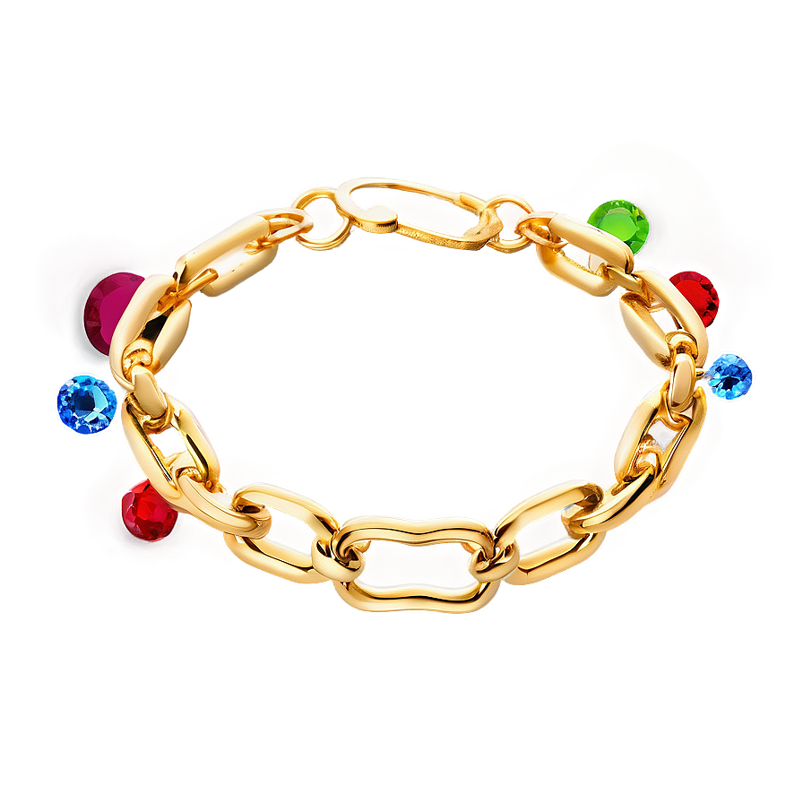 Gold Bracelet With Birthstones Png 06282024 PNG image