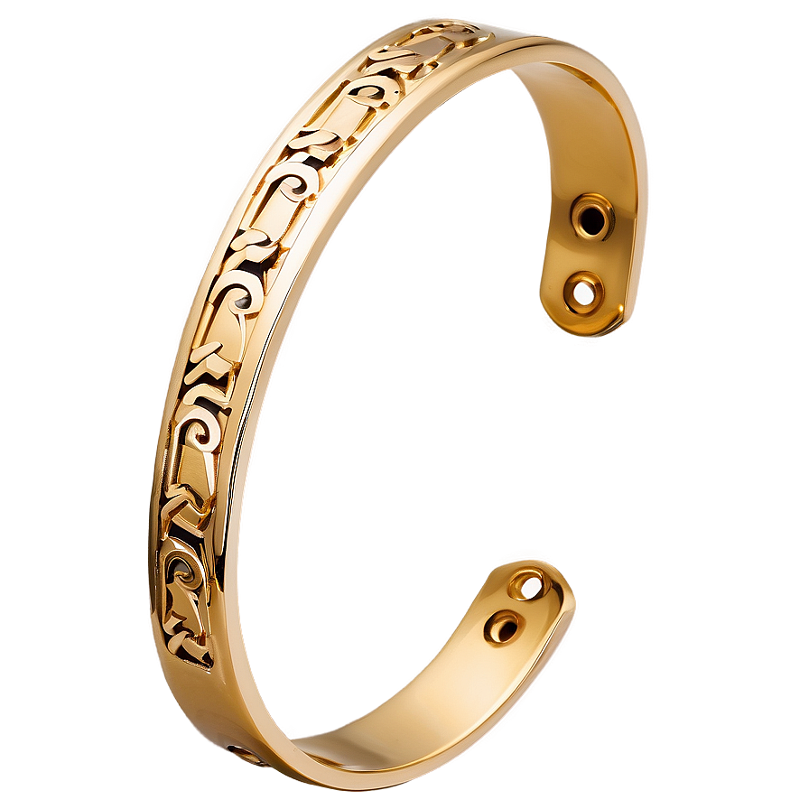 Gold Bracelet With Engraving Png Ljy9 PNG image