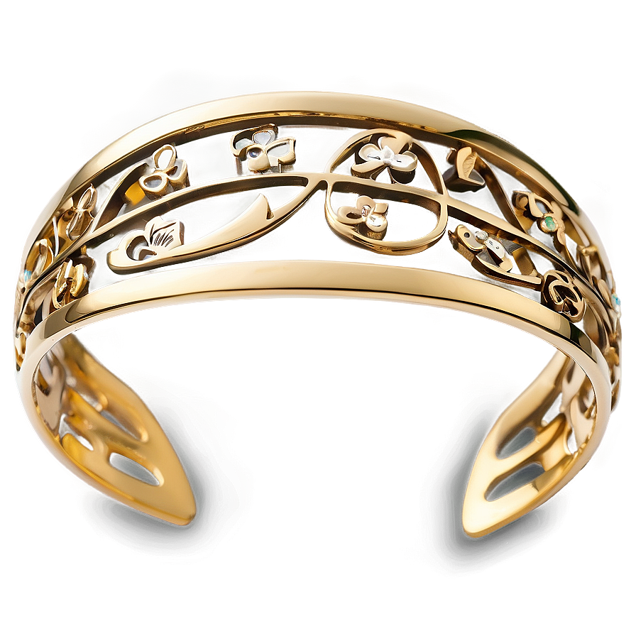 Gold Bracelet With Floral Design Png Ssw77 PNG image