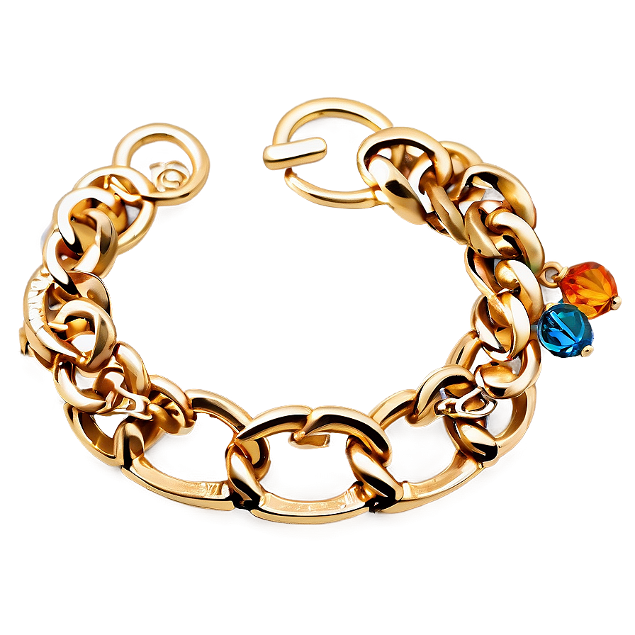 Gold Bracelet With Glass Charms Png Rug PNG image