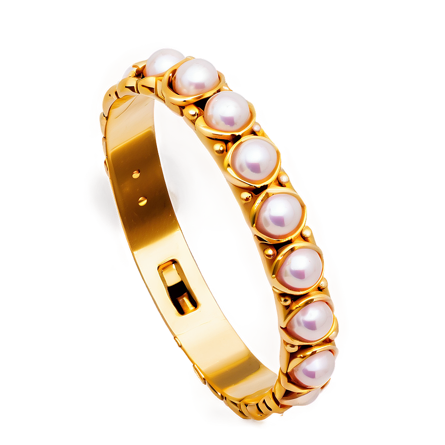 Gold Bracelet With Pearls Png 89 PNG image