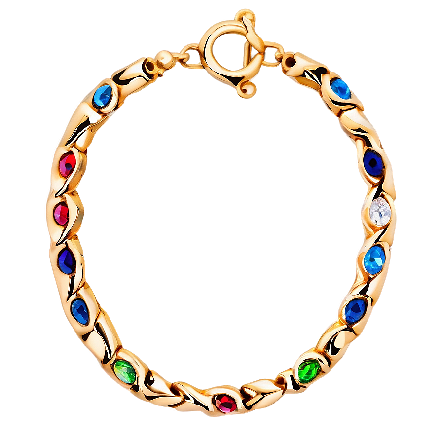 Gold Bracelet With Precious Stones Png 06282024 PNG image