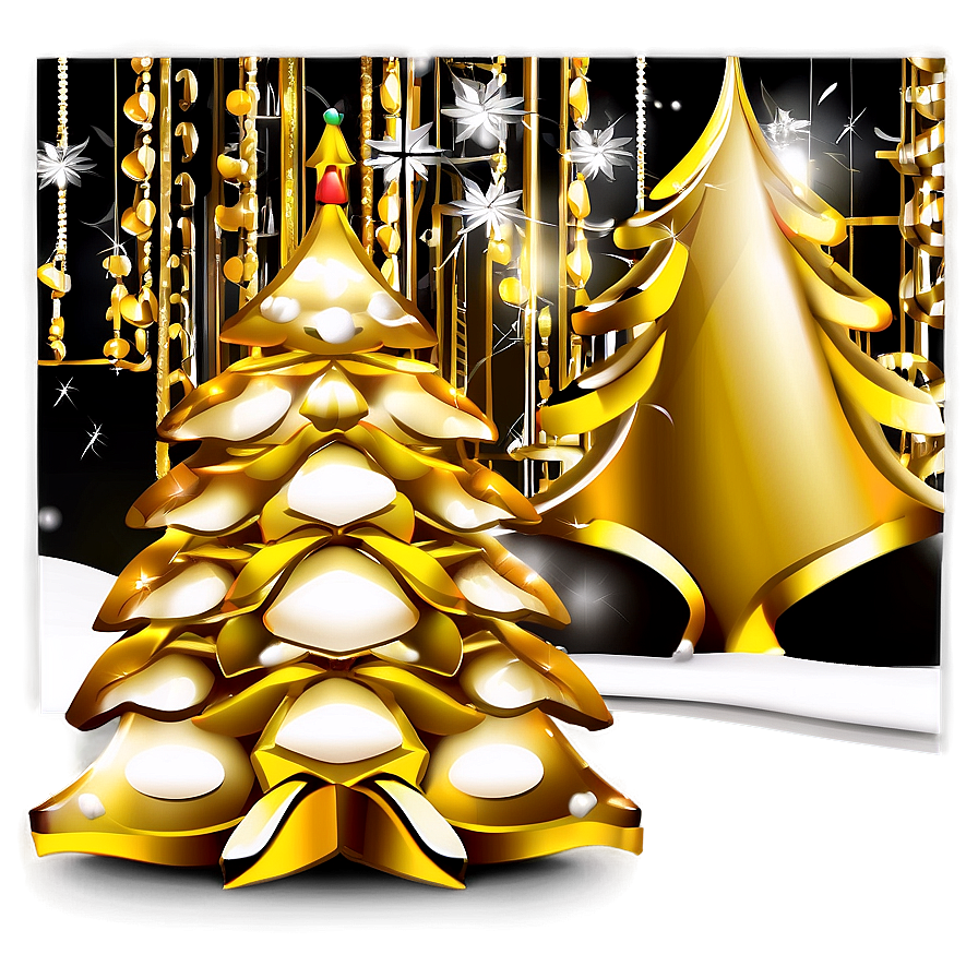 Gold Christmas Tree In Elegant Room Png 06282024 PNG image