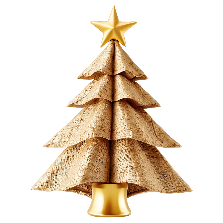 Gold Christmas Tree With Burlap Accents Png Nwr27 PNG image