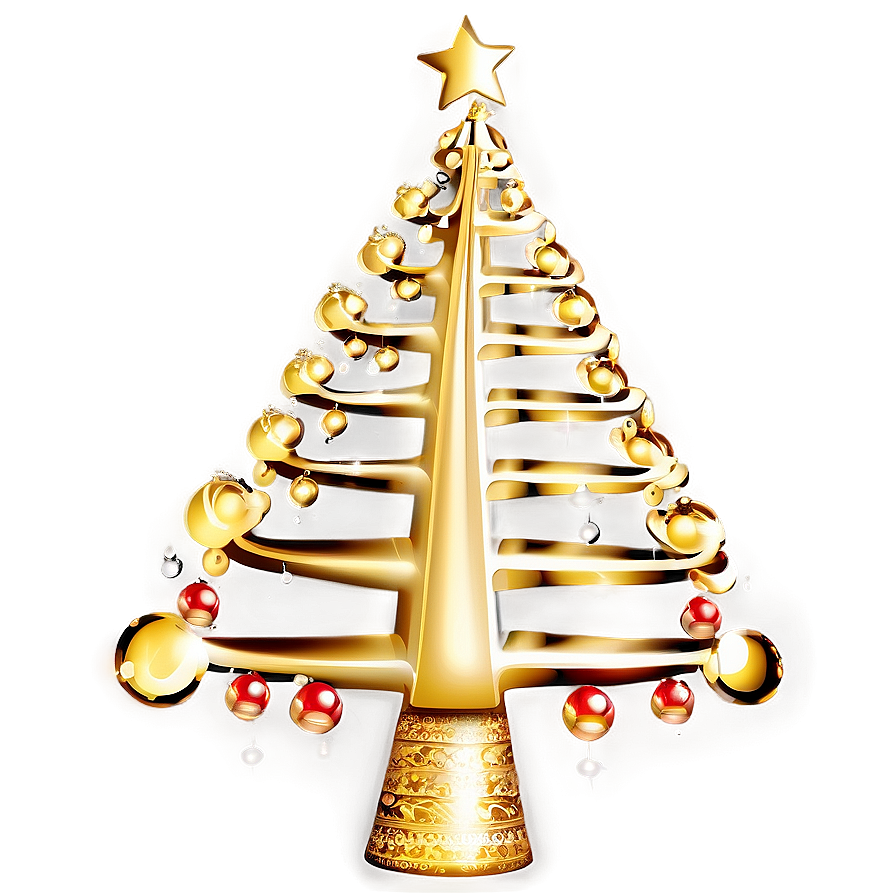 Gold Christmas Tree With Handcrafted Ornaments Png 23 PNG image