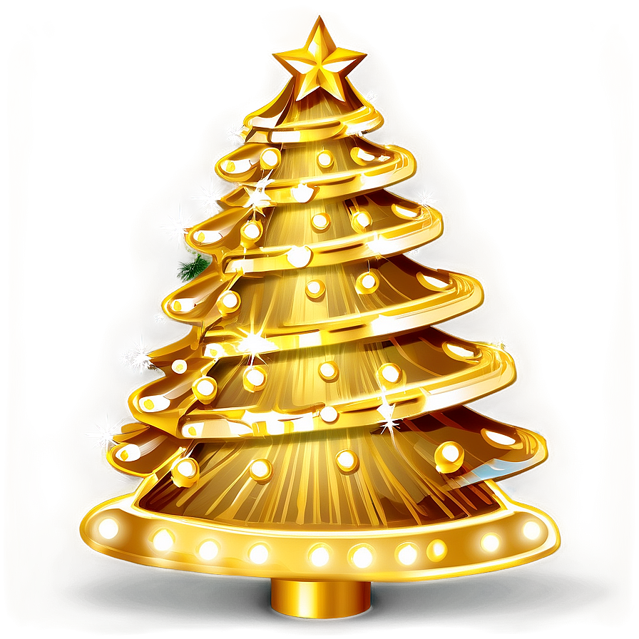 Gold Christmas Tree With Twinkling Lights Png Luv PNG image