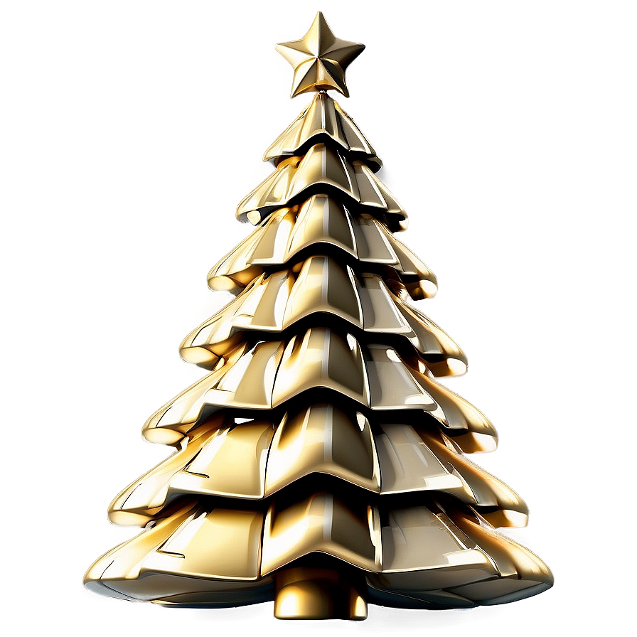 Gold Christmas Tree With Vintage Flair Png 06282024 PNG image