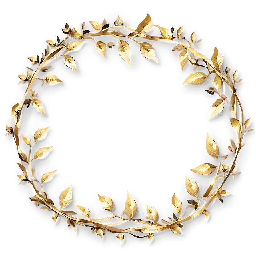 Gold Circle Frame With Leaves Png 06262024 PNG image