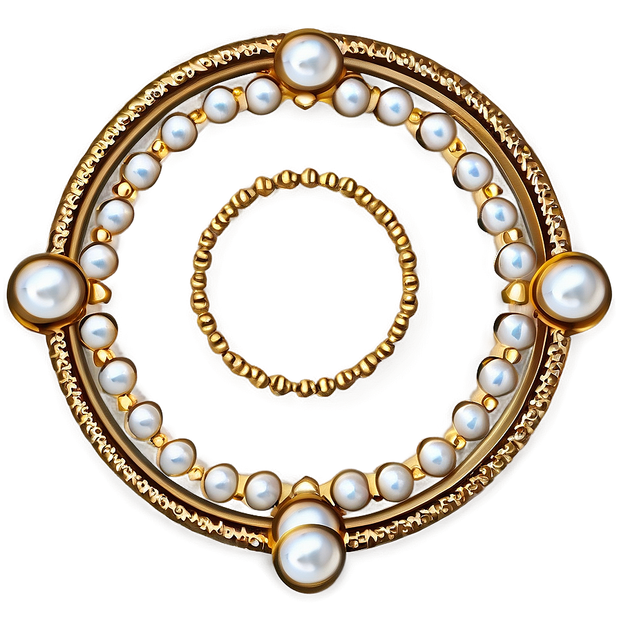 Gold Circle Frame With Pearls Png 06262024 PNG image