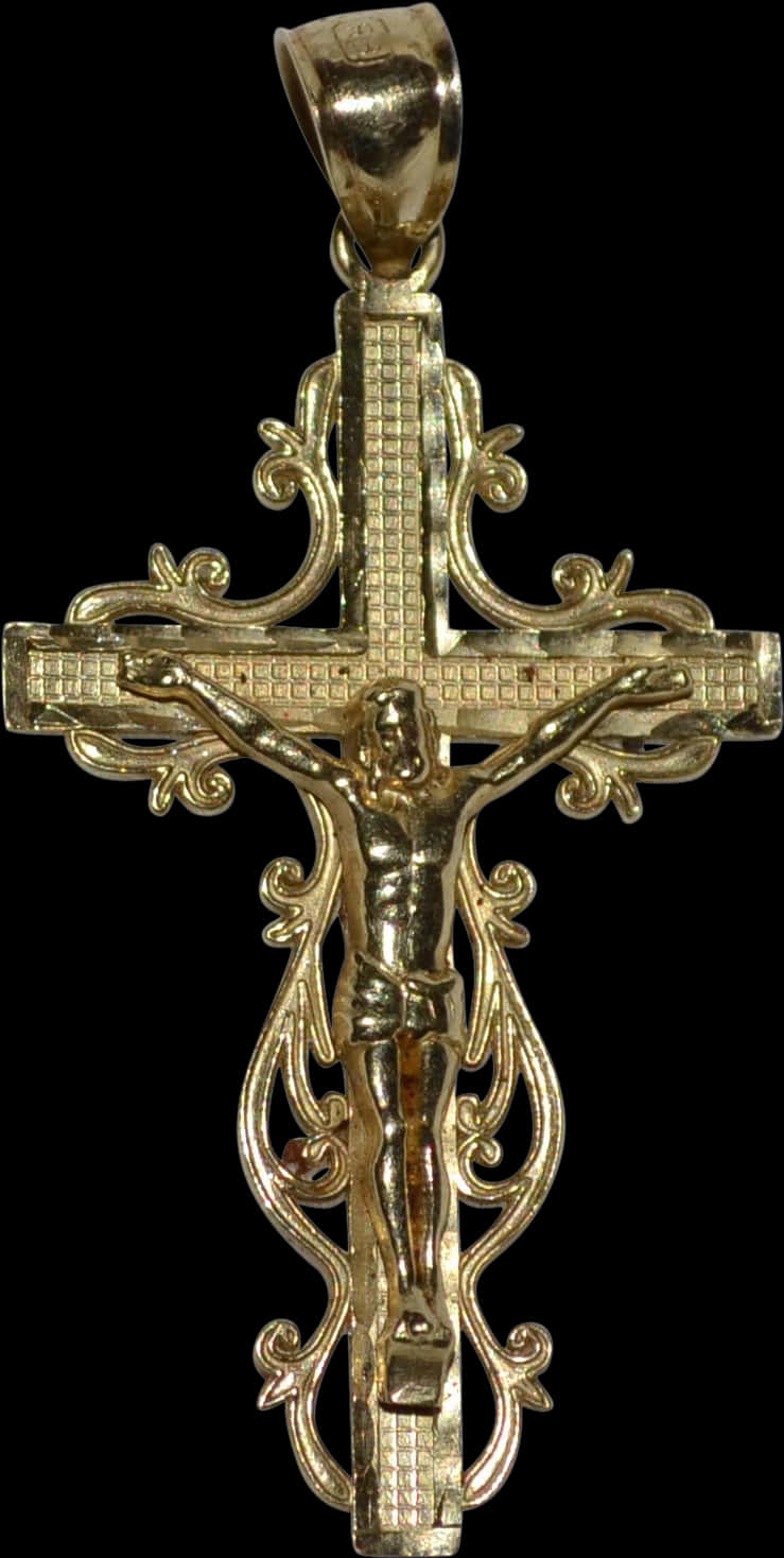 Gold Crucifix Pendantwith Jesus PNG image