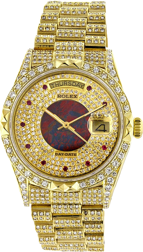 Gold Diamond Encrusted Rolex Watch PNG image