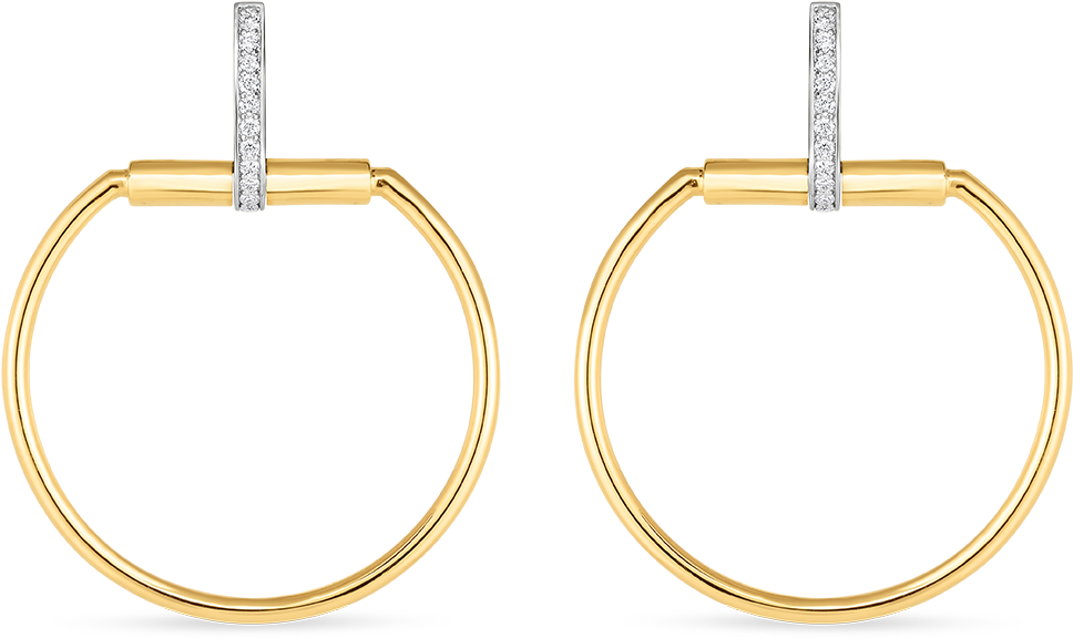 Gold Diamond Hoop Earrings PNG image