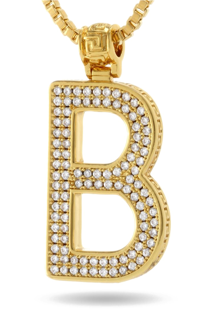 Gold Diamond Letter B Pendant PNG image