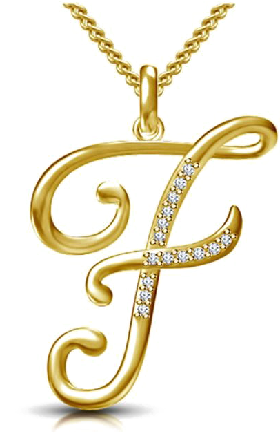 Gold Diamond Letter F Pendant PNG image