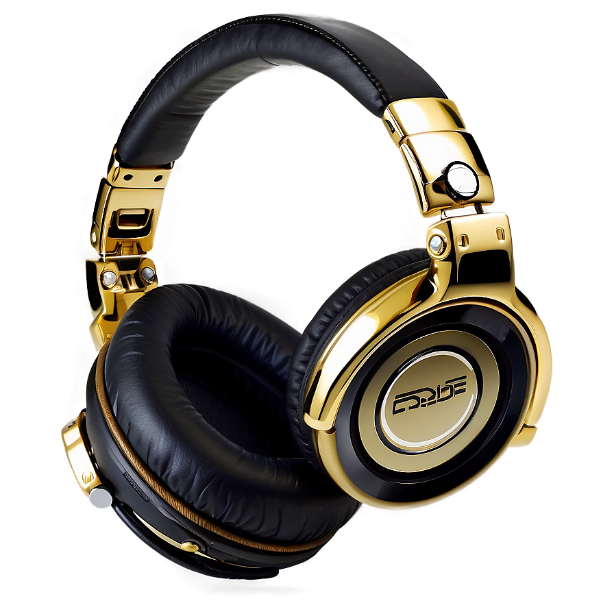 Gold Dj Headphones Png 06212024 PNG image