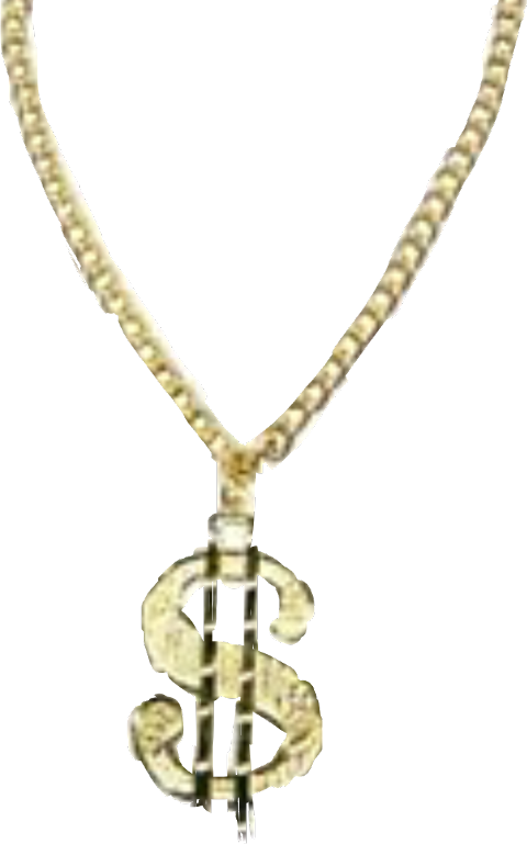 Gold Dollar Sign Pendant Necklace PNG image