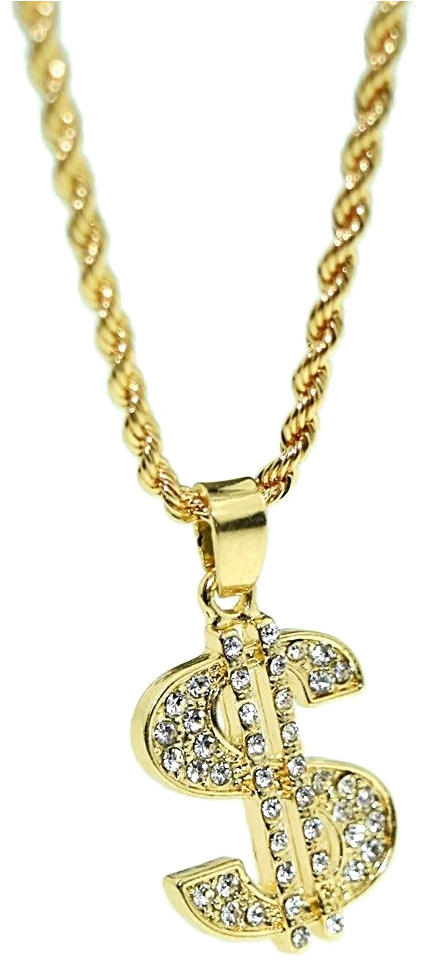 Gold Dollar Sign Pendant Necklace PNG image